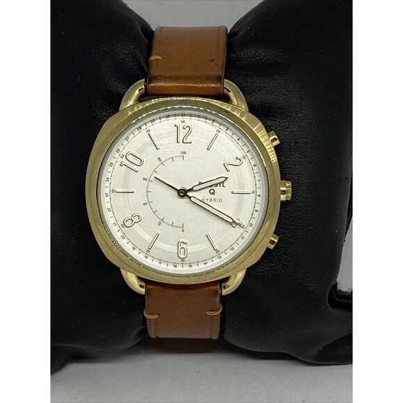 Fossil FTW1201 Women's Brown Leather Analog White Dial Hybrid Smartwatch XX726 - Picture 1 of 12